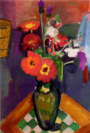 Postkartenmotiv Blumen vor Lila von Franz Domscheit